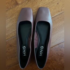 Mango Women's Leather Flats, Wine, 6.5